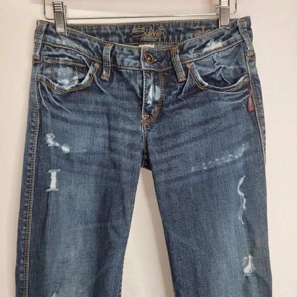 Silver Alex Distressed Denim Jeans Size 25 - Picture 3 of 11